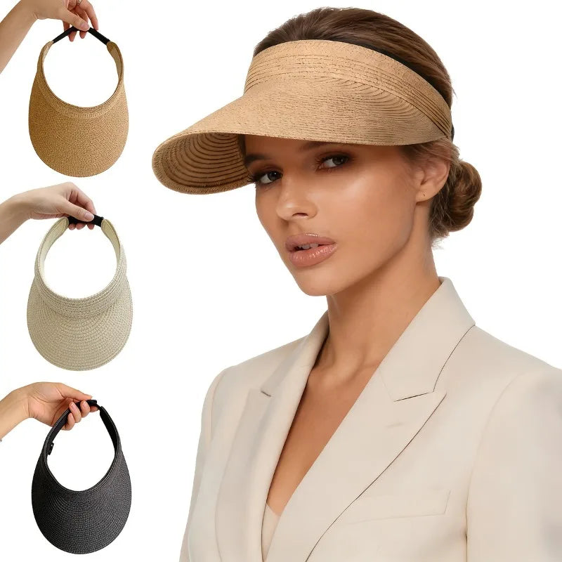 Women's Foldable Wide Brim Sun Hat Spring Summer Straw Beach Outdoor
