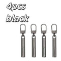 4pcs Universal Zipper Pull Tabs – Detachable Metal Heads, Replacement for Bags & Clothing Zpaxo 4pcs black