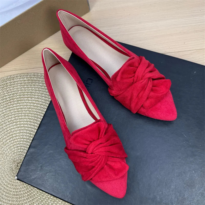 Sharp Pointed Toe Loafers Flat Shoes, Women's 2025 Spring and Autumn New Butterfly Bow Shoes Plus Size Women's Shoes Ladies Zpaxo