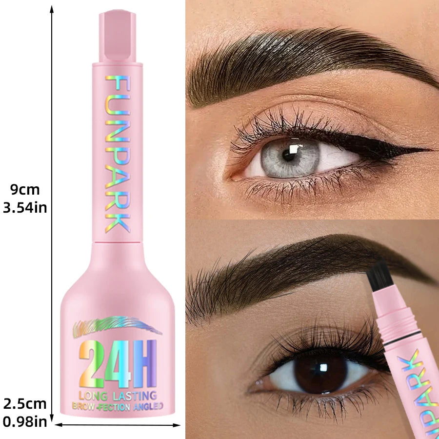 3 Colors 3D Eyebrow Pen Black Brow Brush Cream Makeup Anti-smudge