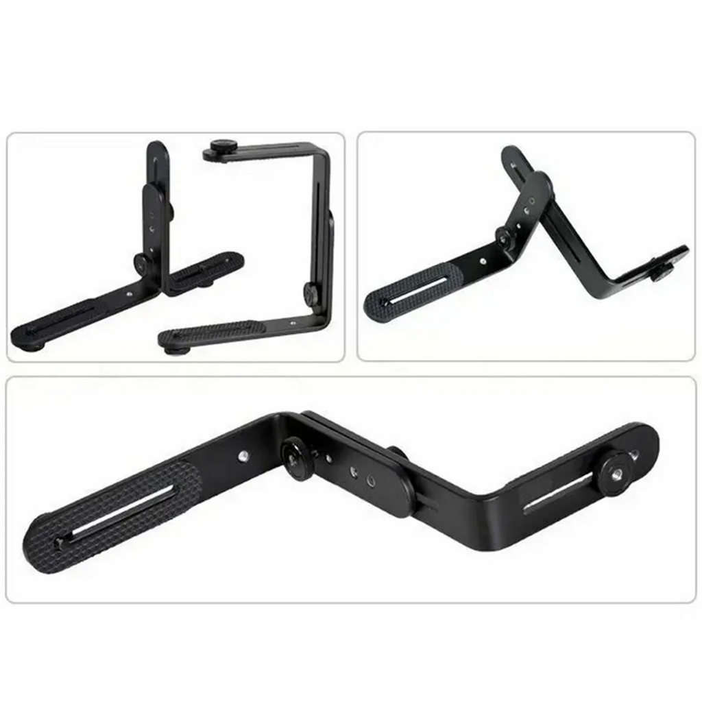 Dual L Shape Camera Flash Bracket Bilateral Frame Twin Double