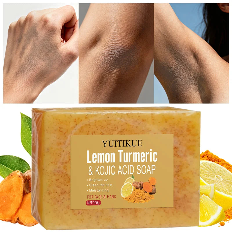 Lemon Turmeric Kojic Acid Brightening Soap 100g – All Skin Types Brightening Bar Soap Zpaxo