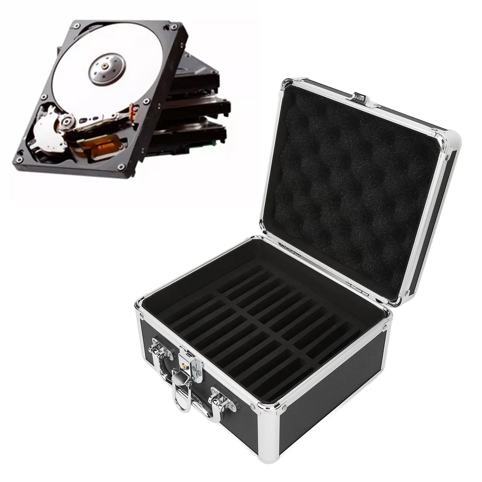Hard Drive Storage Box Convenient Handle 20 Bays Case Aluminum Alloy