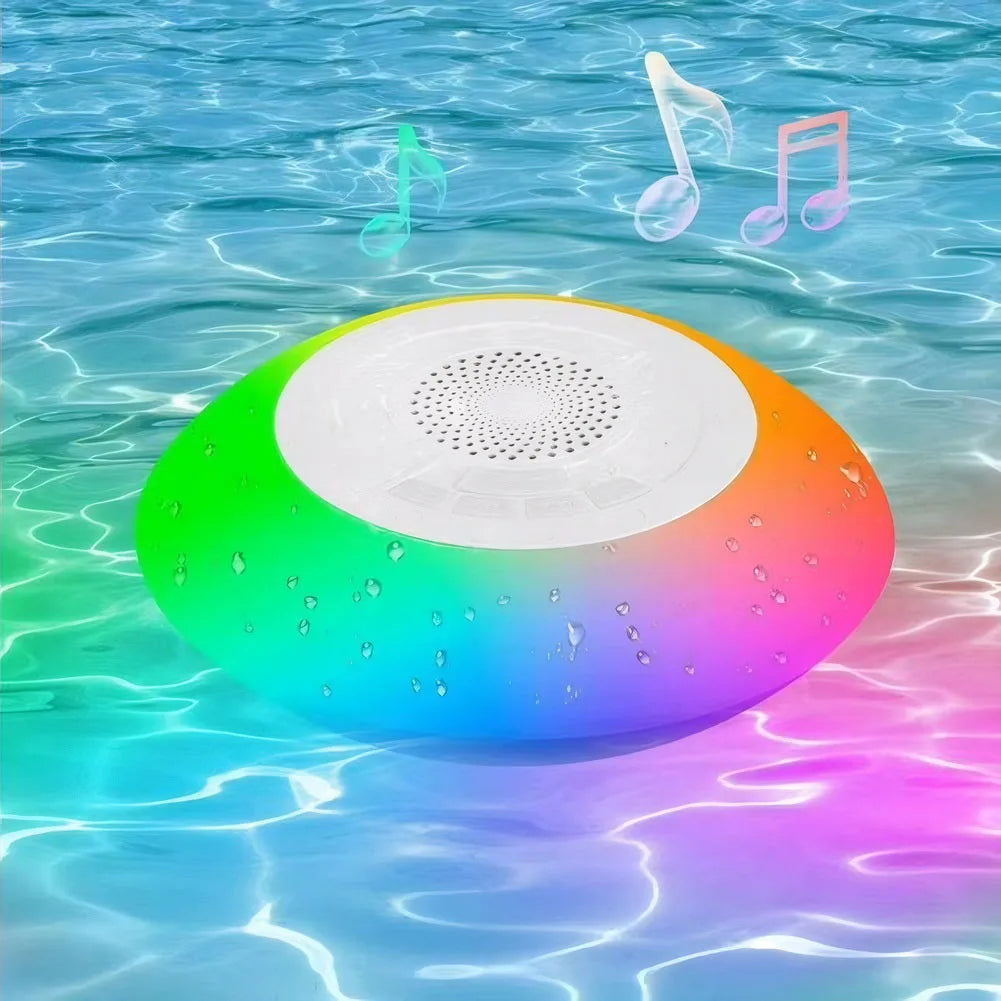 Floating Pool Speaker with Colorful Lights Wireless Speaker IPX7 Waterproof Shower Speaker for Pool Spa and Outdoor Zpaxo
