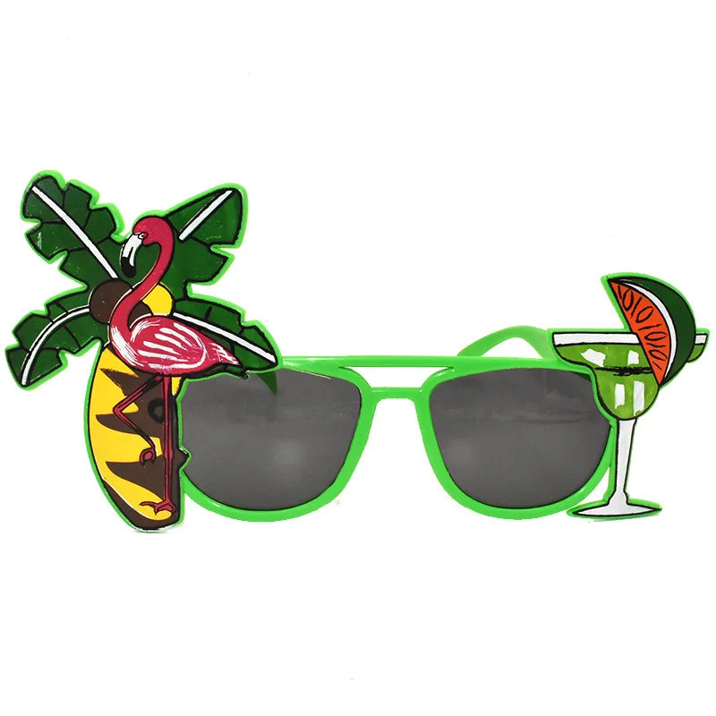 Hawaiian Plastic Glasses Flamingo Pineapple Sunglasses Summer Beach Zpaxo style15