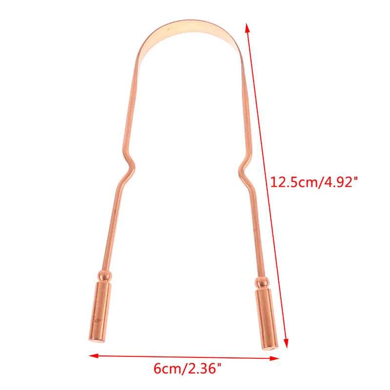 Pure Copper Tongue Scraper Oral Cleaner Brush Fresh Cleaning Hygiene Zpaxo