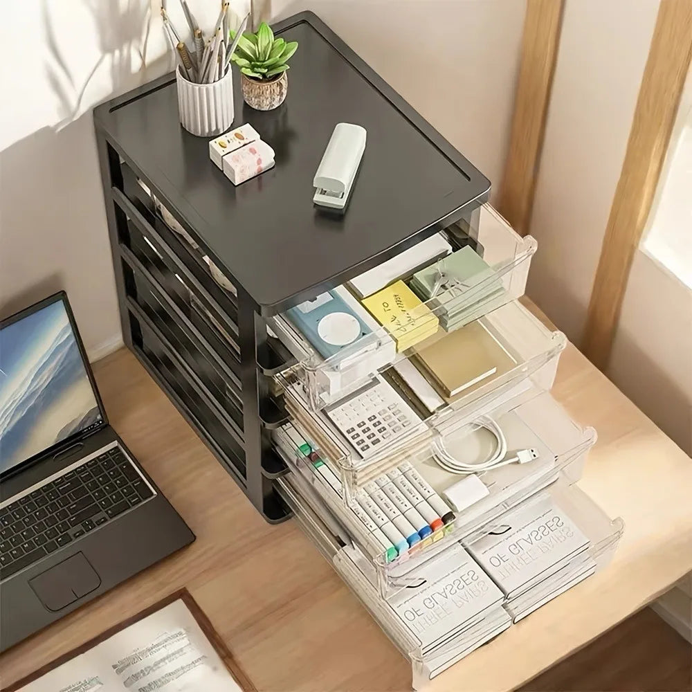 4 Layer Transparent Desktop Storage Box Suitable Organizing Office