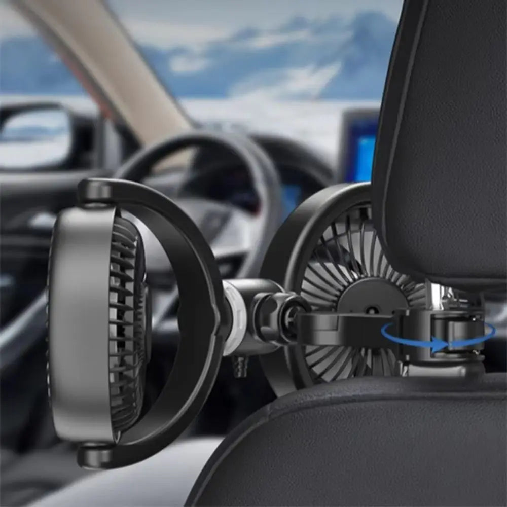 Portable 360 Rotating Car Seat Fan Quiet Powerful Double Head Cooling Zpaxo