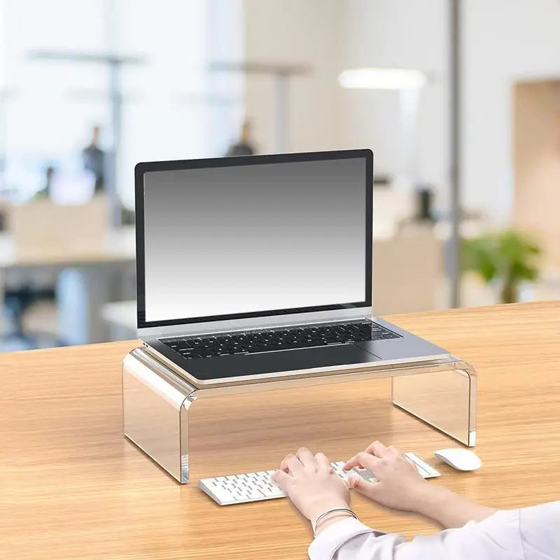 Acrylic Desktop Computer Monitor Stand Office Storage Notebook