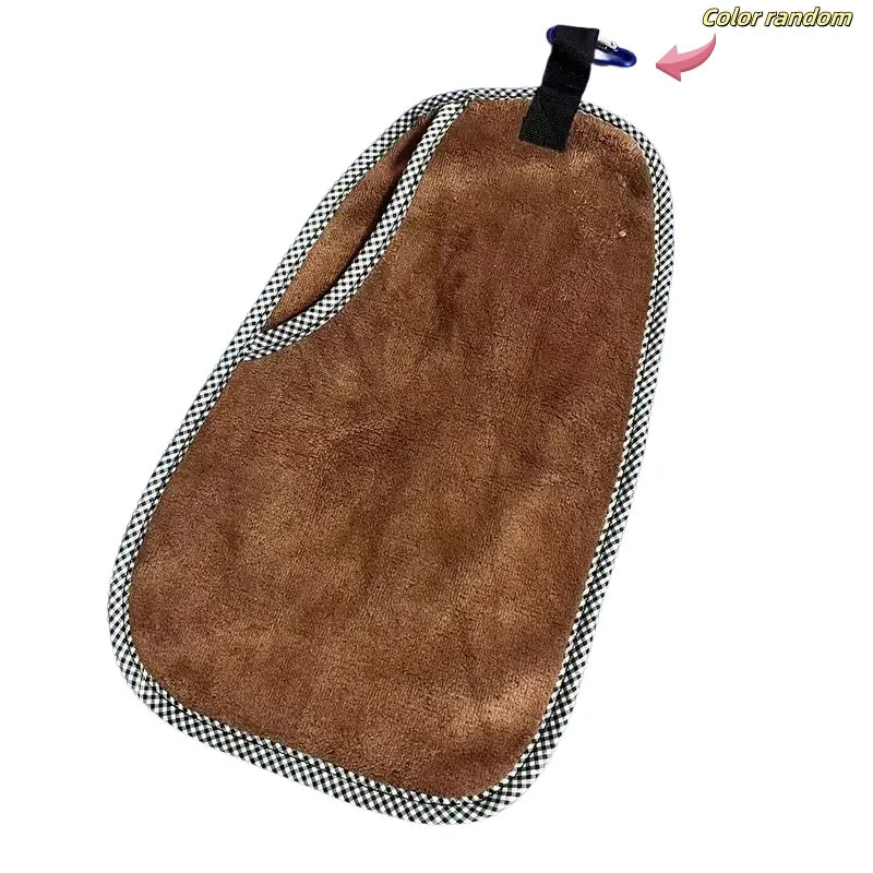 Fish Cleaning Towel Double Layer Thick Quick Dry Hand Towel with Buckle Portable Multifunctional for Fishing Gear Accessories Zpaxo Brown