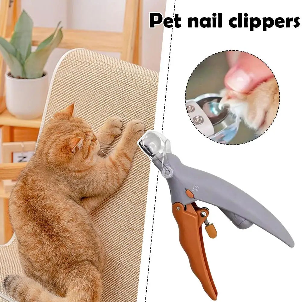 Dog Cat Pet Nail Clipper LED Light 2-in-1 Illuminated Safety Lock Catcher Cap Dogs Safe and Easy-to-Use Pet Grooming Kit Tool Zpaxo