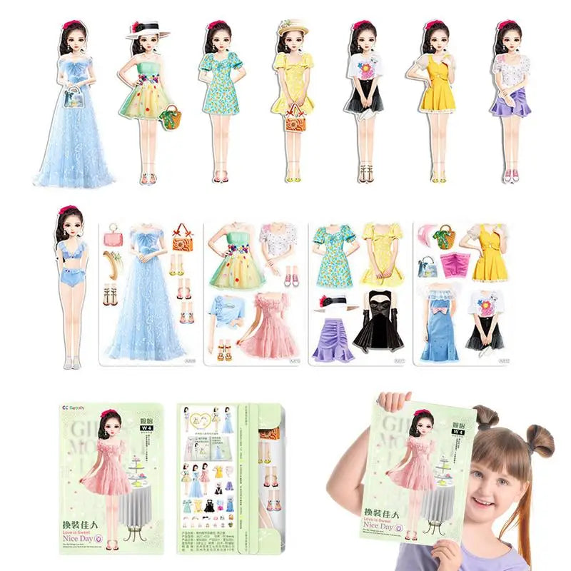 Magnetic Princess Paper Dolls Cutouts Pretend Play Outfit Magnet Clothes Puzzles Creative Fashion Dress Up For Birthday gifts Zpaxo