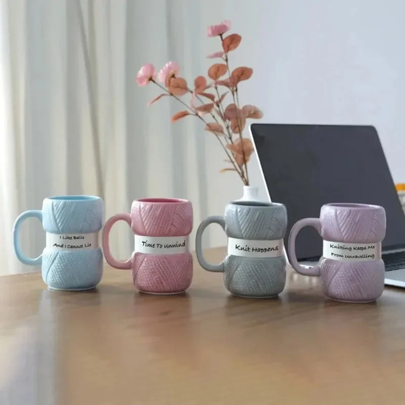 Knit Style Ceramic Coffee Mug – Cute Gift Tea Cup Ceramic Coffee Mug Zpaxo