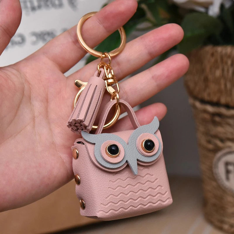 Owl Coin Purse Keychain – Mini PU Leather Bag Pendant Wallet