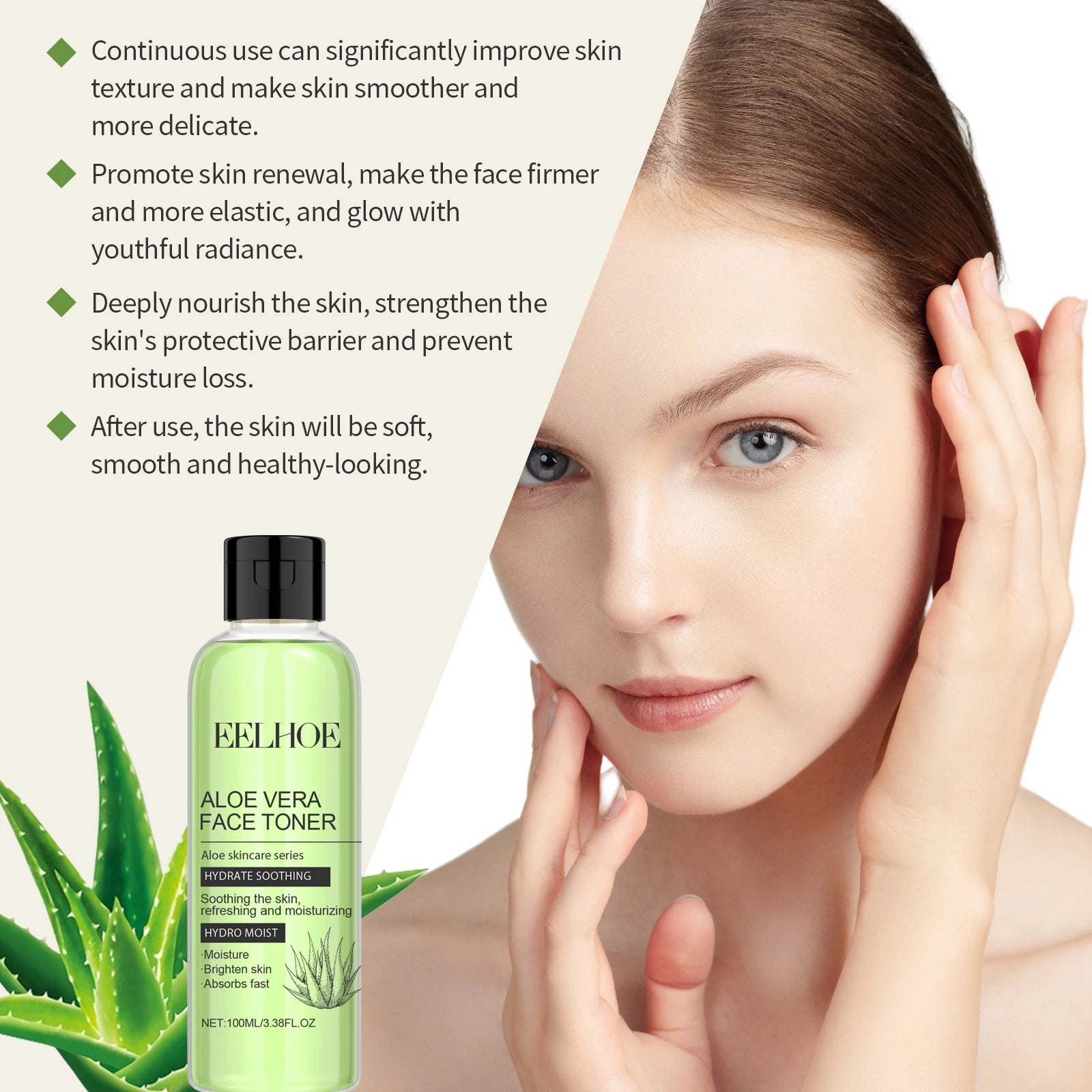 Eelhoe Aloe Vera Toner 100ml – Hydrating Pore-Refining Serum Facial Toner Serum Zpaxo