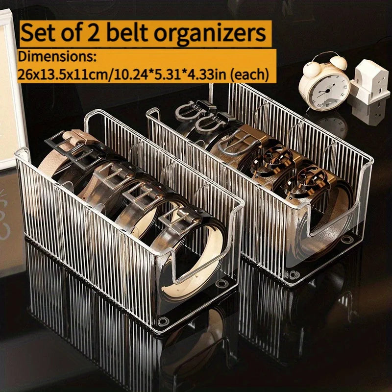 Belt Storage Box Home Use Divided Tie Organizer Desktop Transparent