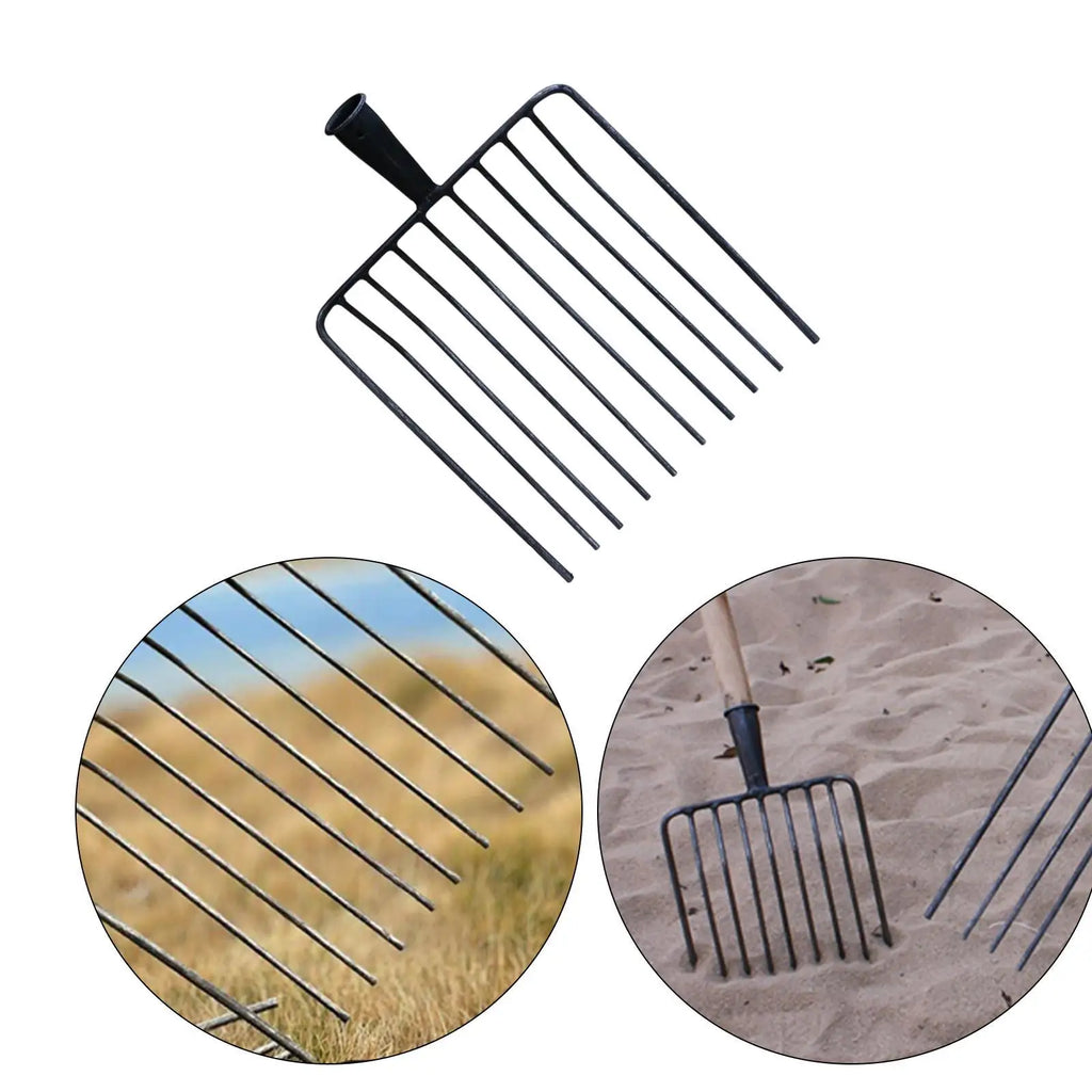 Pitchfork Tool Replacement Head, Agricultural Fork for Garden Tasks 9 teeth Steel Stall Shaving Fork for Lawns Road Maintenance Zpaxo 10 Teeth