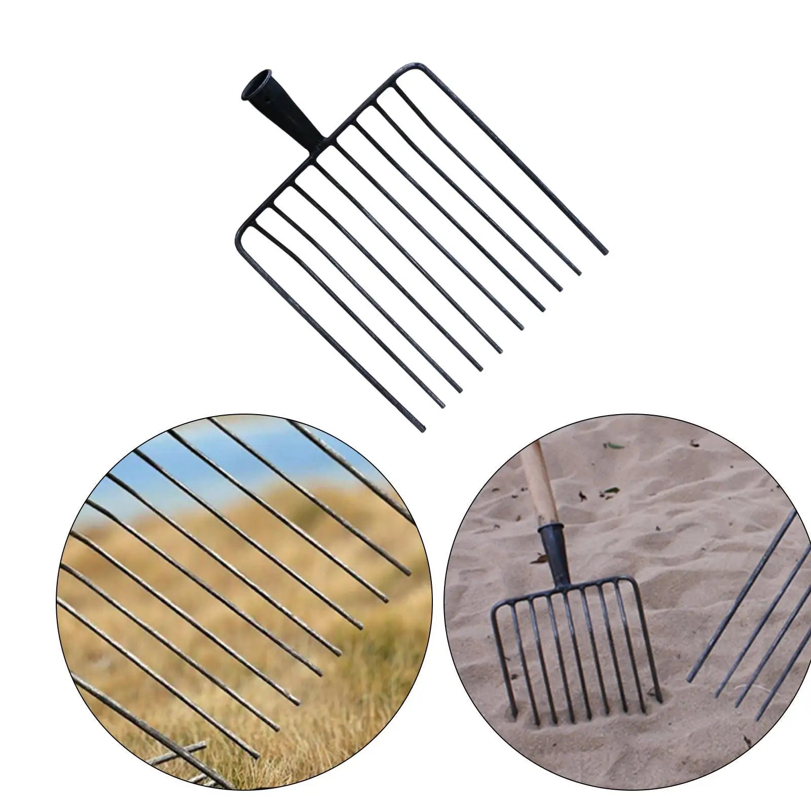Pitchfork Tool Replacement Head, Agricultural Fork for Garden Tasks 9 teeth Steel Stall Shaving Fork for Lawns Road Maintenance Zpaxo 10 Teeth