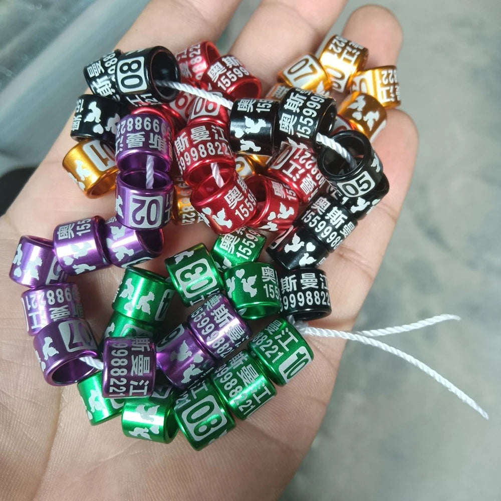 Personalized Aluminum Pigeon Rings High-quality Laser Engraved Foot Zpaxo MULTI