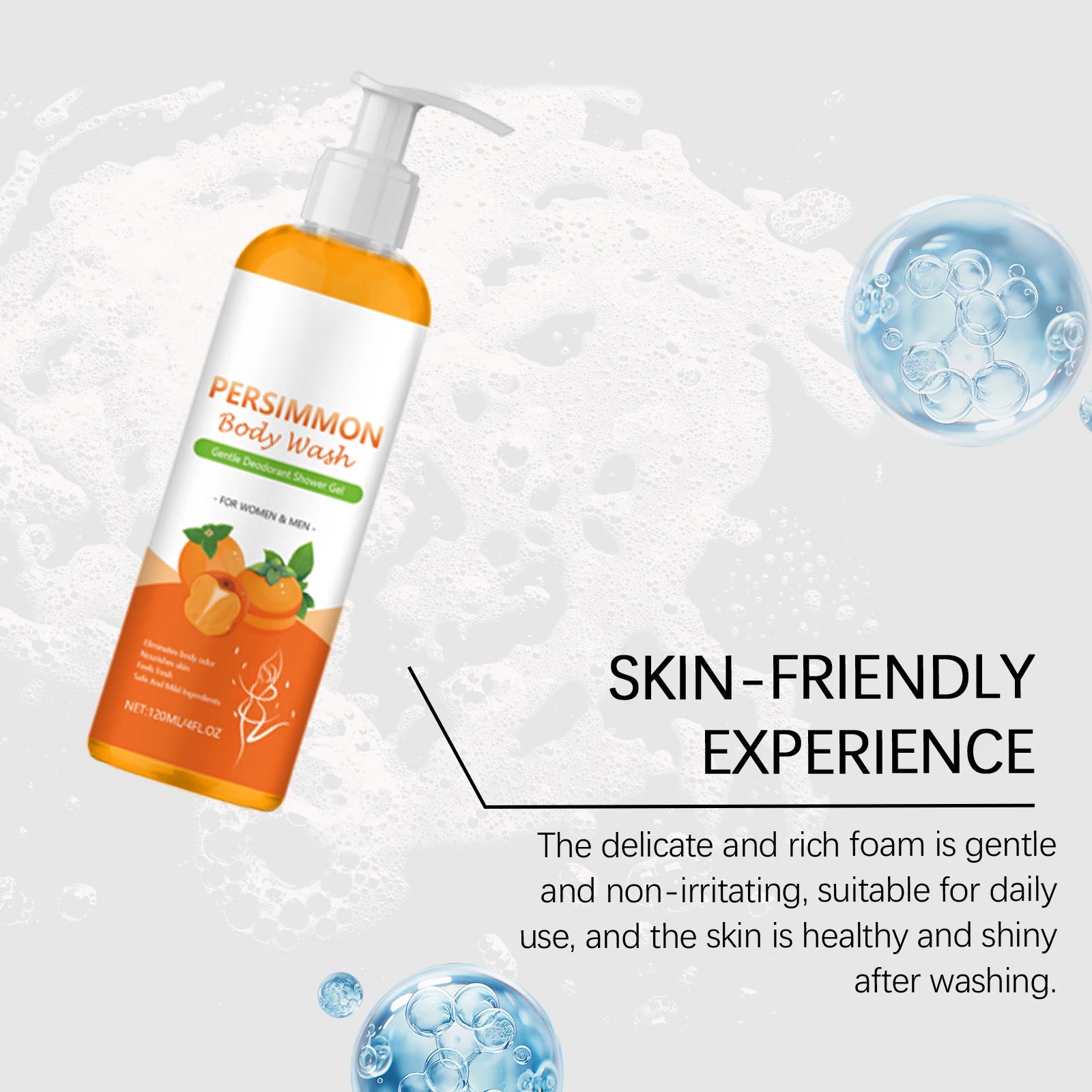 120ml Orange Fragrance Nourishing Body Wash Deep Cleansing Moisturizing Shower Gel Refreshing Long Lasting Aroma Daily Body Care Zpaxo