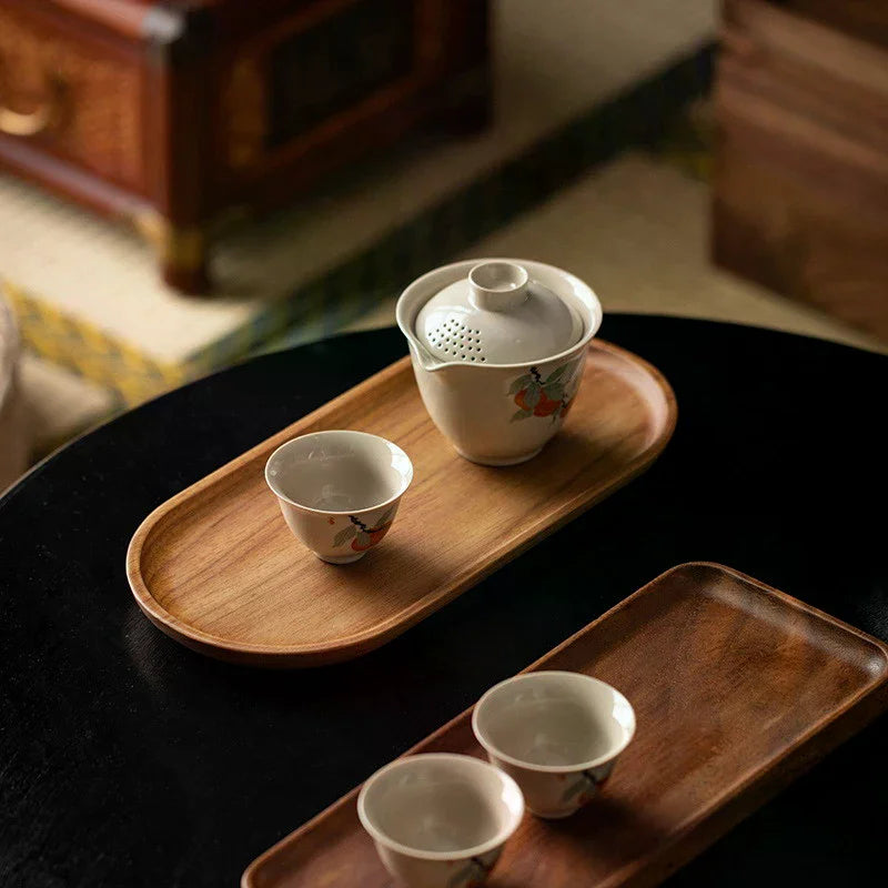 Wooden Plate Tableware Solid Wood Round Dessert Plate Japanese-style Wooden Tray Snack Plate Dried Fruit Plate Zpaxo
