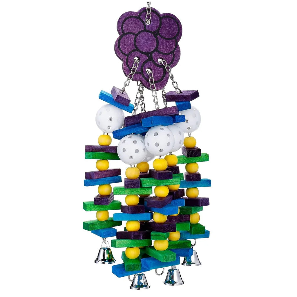 Pet Bird Chewing Toy Colorful Wooden Blocks Acrylic Beads Parrot Bite