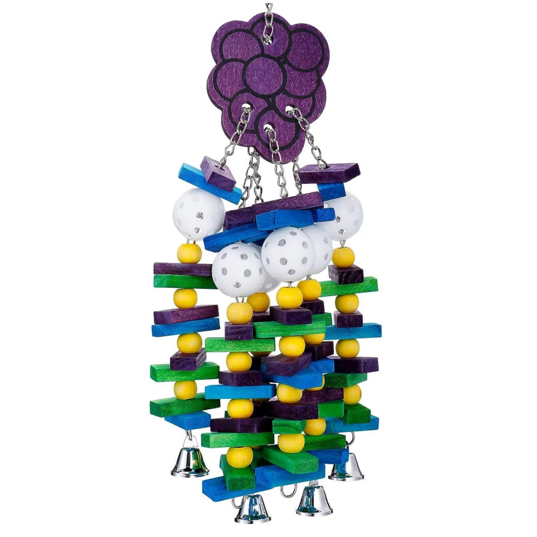 Pet Bird Chewing Toy Colorful Wooden Blocks Acrylic Beads Parrot Bite