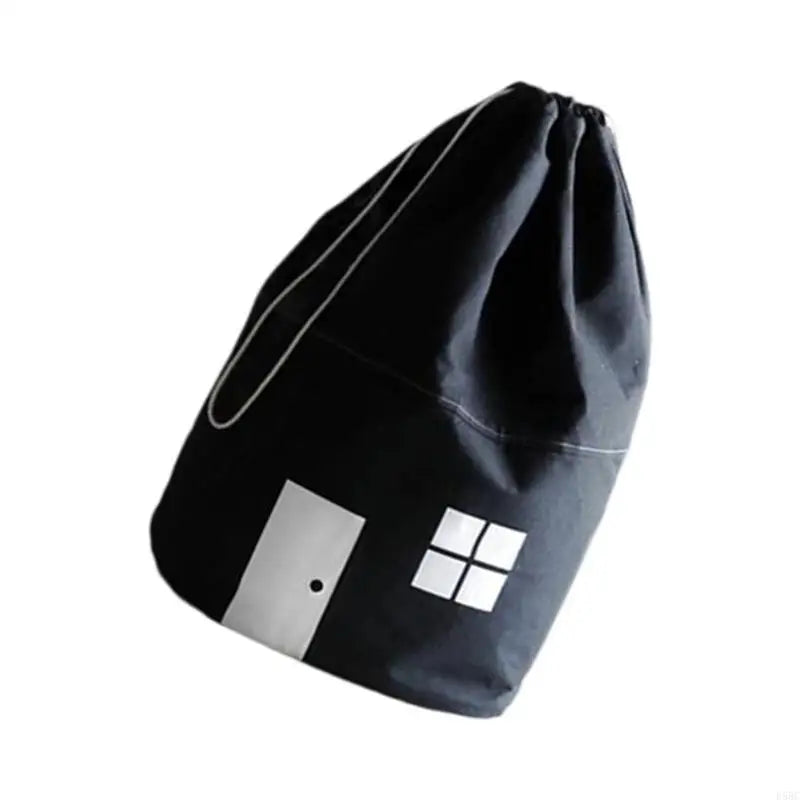 Drawstring Closure Cotton Toy Decorative House Pattern Kids Bedroom