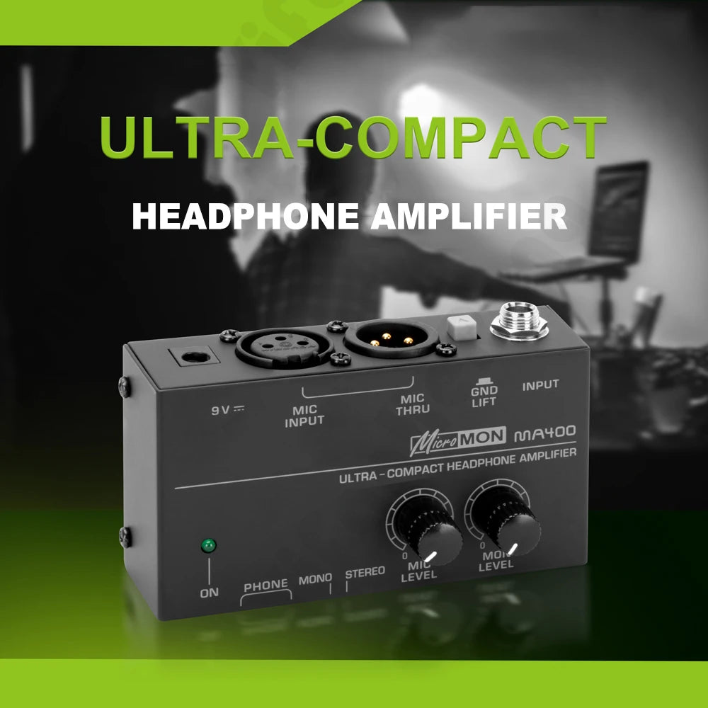 MA400 Headphone Amplifier Microphone Enlarge Mixer Suitable for Speech / Live Streaming Headphone Preamplifier 6.35mm & 3.5mm Zpaxo
