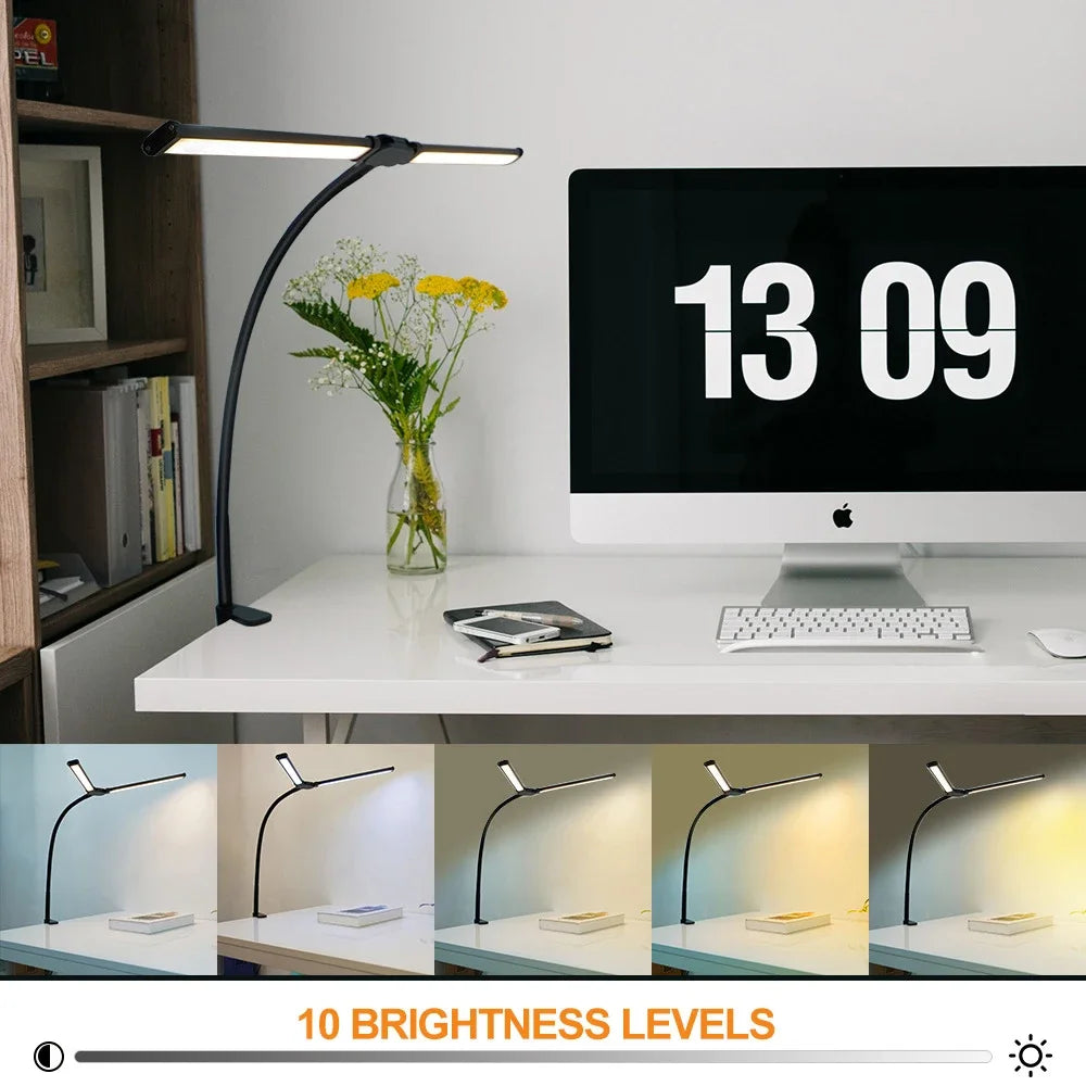 LED Eye-Caring Computer Monito Desk Lamp 10 Level Dimming 3 Color Mode Flexible LED Architect Table Light Reading Lamp for Home Zpaxo