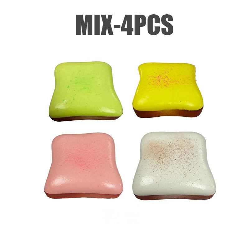 Realistic Soft Cream Toast Slow Rebound Squishy Toy Mixed Colors Wet