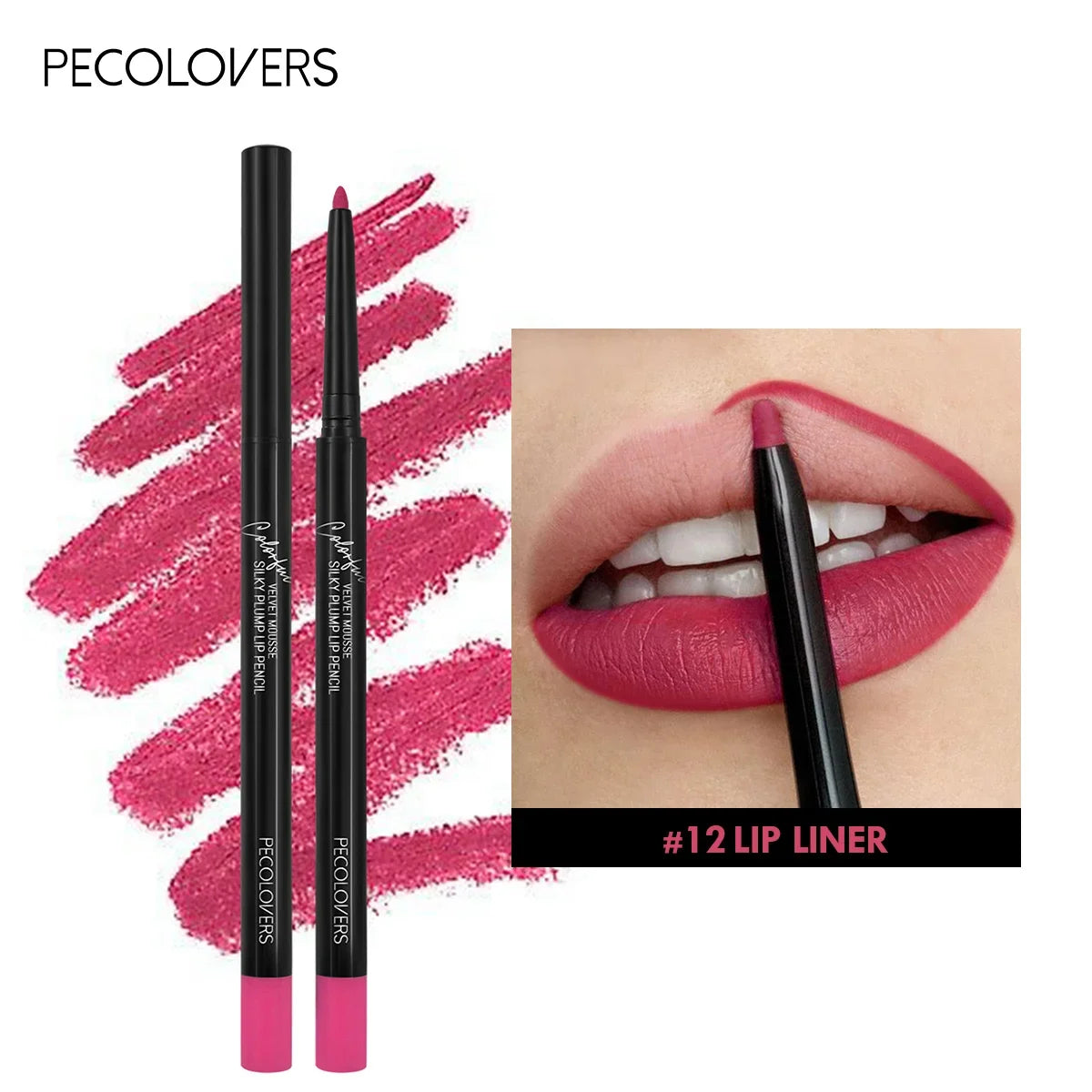 12Color Waterproof Matte Lipliner Pencil Sexy Red Contour Tint Zpaxo 12