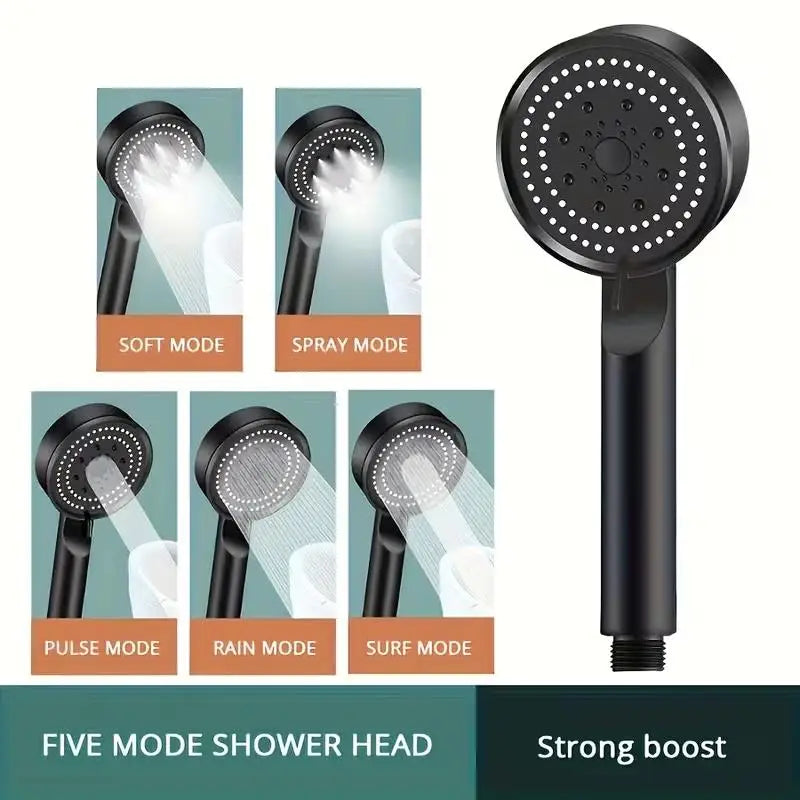 2pcs High-Pressure Shower Head, 5/6 Modes, Rain/Massage/Spray Gun, Plug-and-Play, Handheld/Fixed Zpaxo