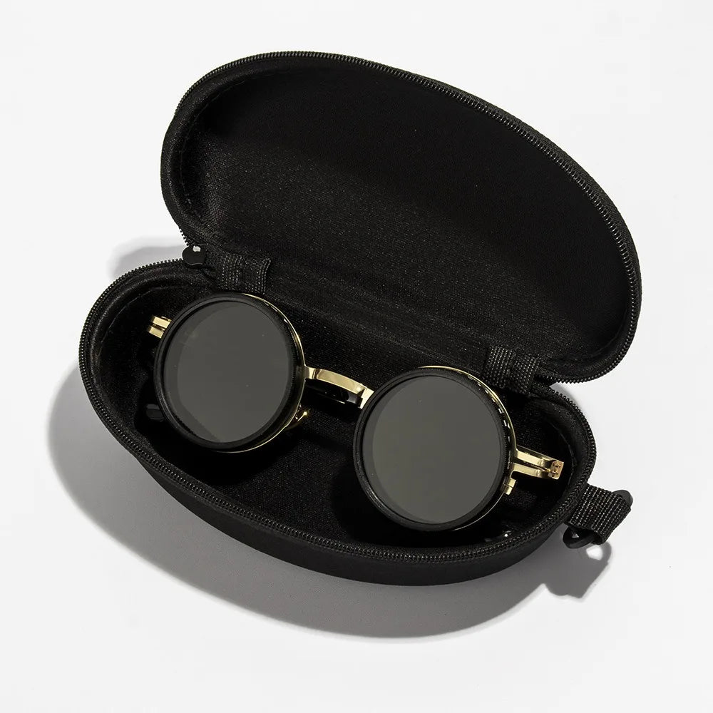 New ND2-400 Adjustable Dimming Glasses ND Filter 9 Level Polarized Sunglasses With Glasse Case UV400 Fishing Sunglasses Driving Zpaxo Gold with Case