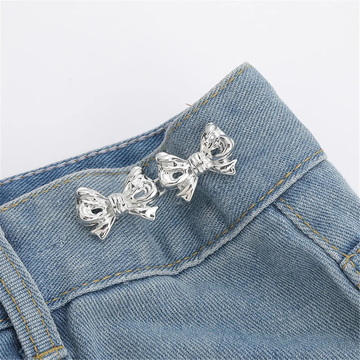 1 Pair Jeans Button Adjustable Clips for Pant Skirts Waist Tightener Buckle Snap Button Adjuster Pants Pin Retractable Button Zpaxo Bow
