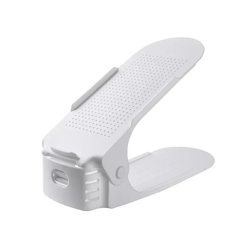New 10Pcs Shoe Stacker Adjustable Shoe Slots Organizer Shoes Slots Space Saver Double Deck Rack Holder For Closet Organization Zpaxo white-10pcs