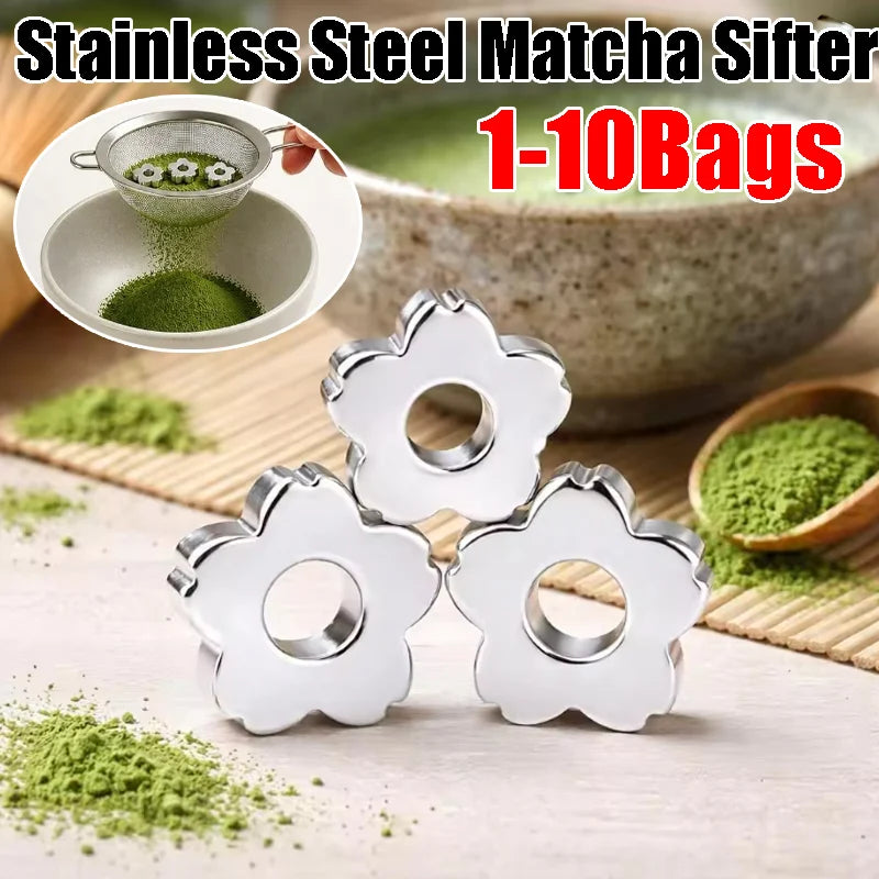 Stainless Steel Matcha Sifter Cherry Blossom Design Fine Mesh Tea