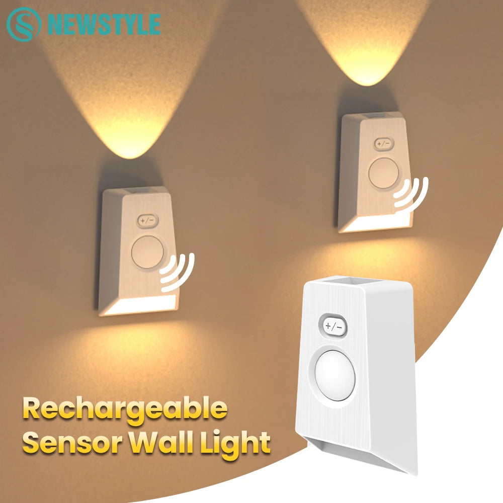LED USB Rechargeable Wall Lamp Up Down Light PIR Motion Sensor Step Light Indoor Night Lamp for House Decor Exterior Patio Porch Zpaxo