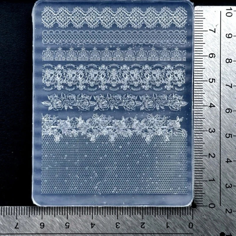 Lace Silicone Mold Nail Art Ultra-thin 3D French Rose Lattice Pattern Zpaxo C698
