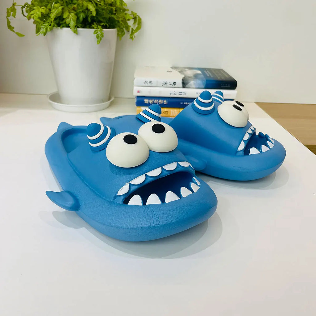Cute Big Eyed Clown Fish Slippers Women Summer Bathroom Anti-slip