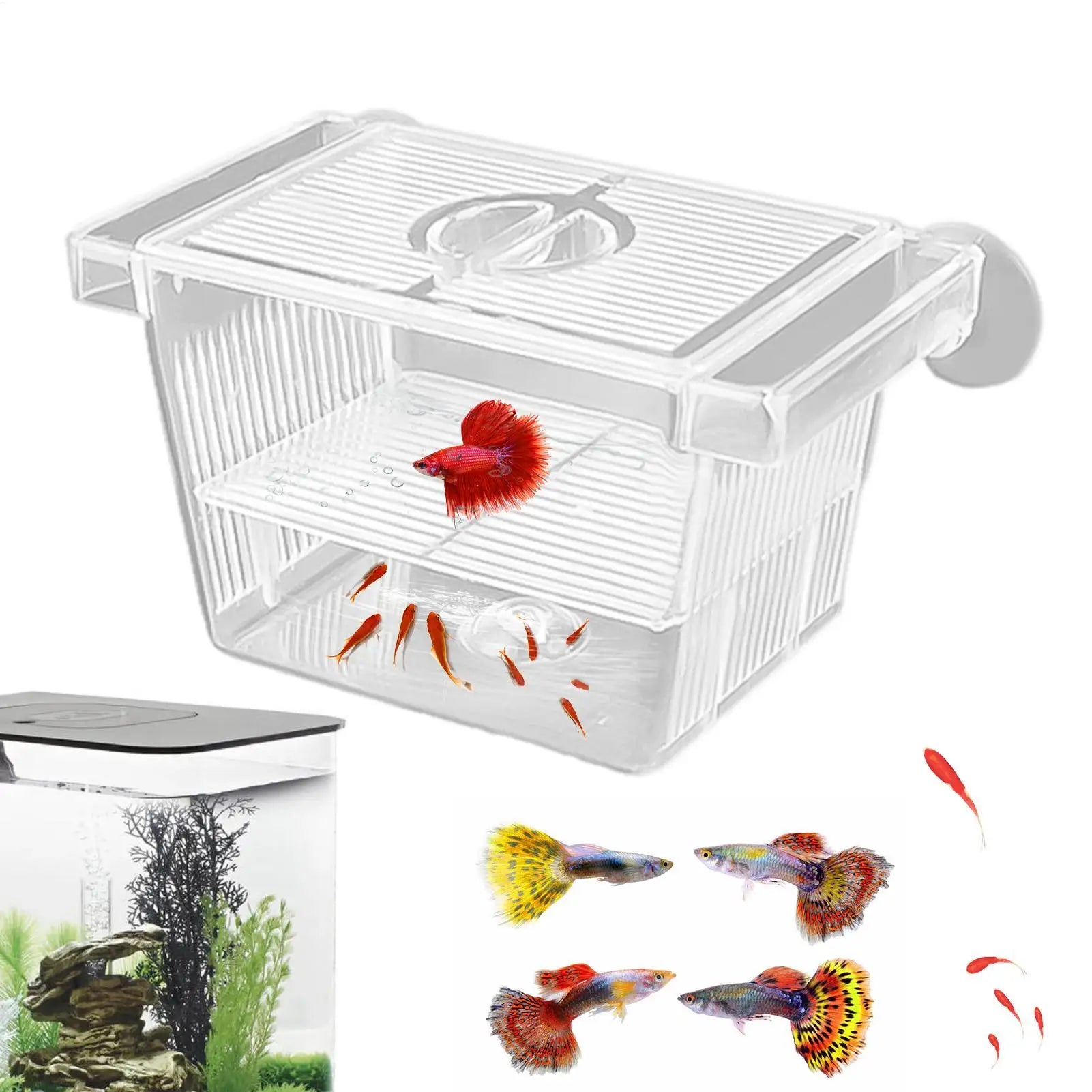 Aquarium Fish Breeder Box Clear Betta Fish Tank Fish Breeding Isolation Box Hatching Incubator Box For Baby Fish Shrimp Trap Box Zpaxo