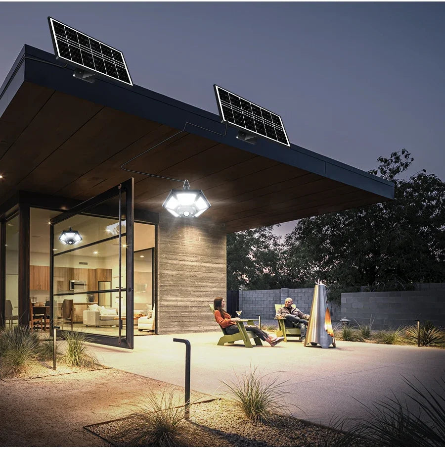 Solar Powered Shed Pendant Lamp Outdoor 5 Mode Lighting with Daytime Available Sensor Indoor Home Garage Light Zpaxo