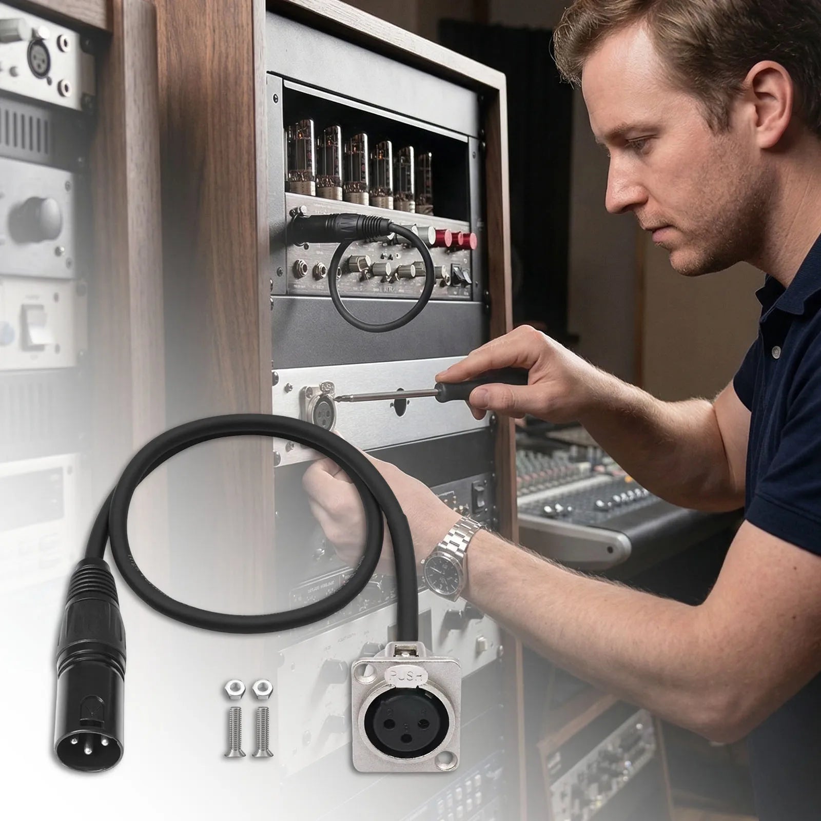 3Pin Pass Through Connector Male To Female XLR Pass Through Cable No Solder with Mounting Screws for Pro Audio Installation Zpaxo China Mainland