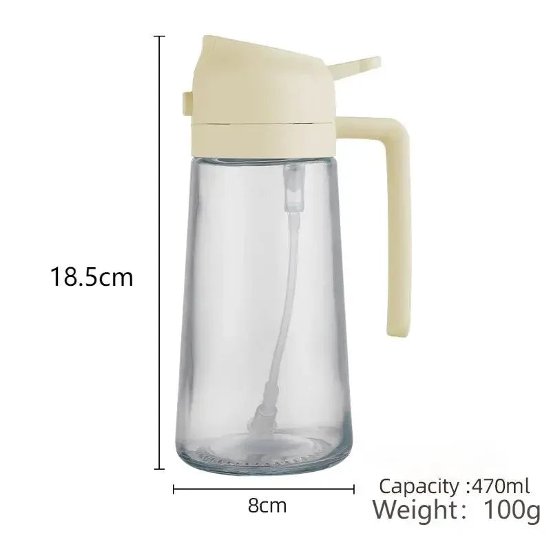 New 470ml Oil Spray Pot 2-in-1 Plastic Household Kitchen Oil Bottle Nebulizing Mist Filling Cooking Oil Spray Pot Dual Use Zpaxo