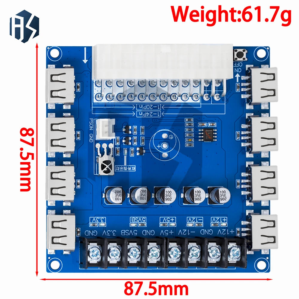 ATX to Type-C Power Supply Adapter Module 5V 3A, DIY Power Conversion Board for Desktop PC Chassis Modification Zpaxo