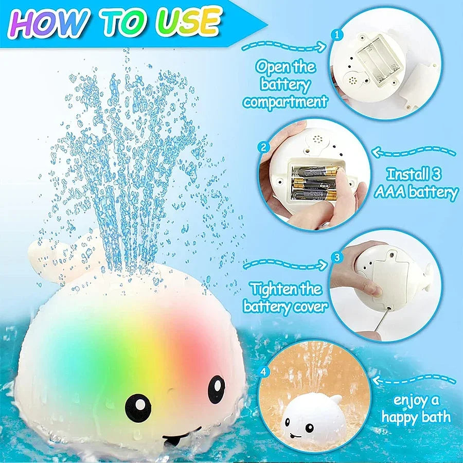 Baby Bath Toys Toddler Kids Ages 1-3 Light Up Whale Toy Sprinkler