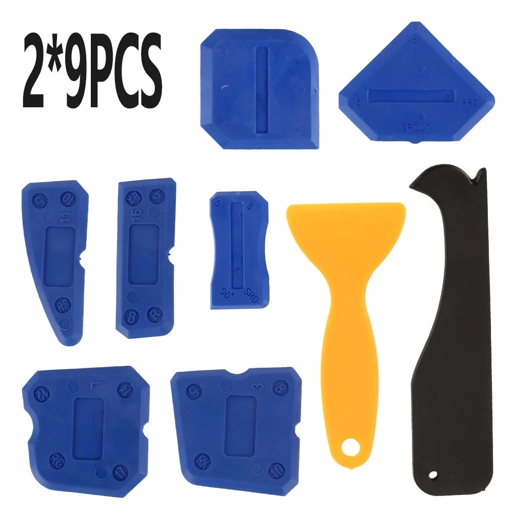 9pcs Caulking Tool Kit Plastic Sealant Finishing Tool with Multiple Shape and Size Portable Grout Scraper Multipurpose Caulk Zpaxo 18PCS
