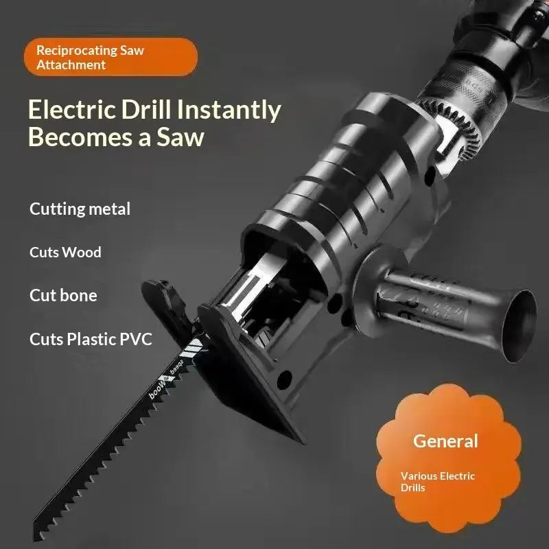 1 Set Power Tool For Wood PVC Steel Pipe Cutting Reciprocating Saw Adapter Electric Drill Modified Electric JigSaw Curve Saw Zpaxo
