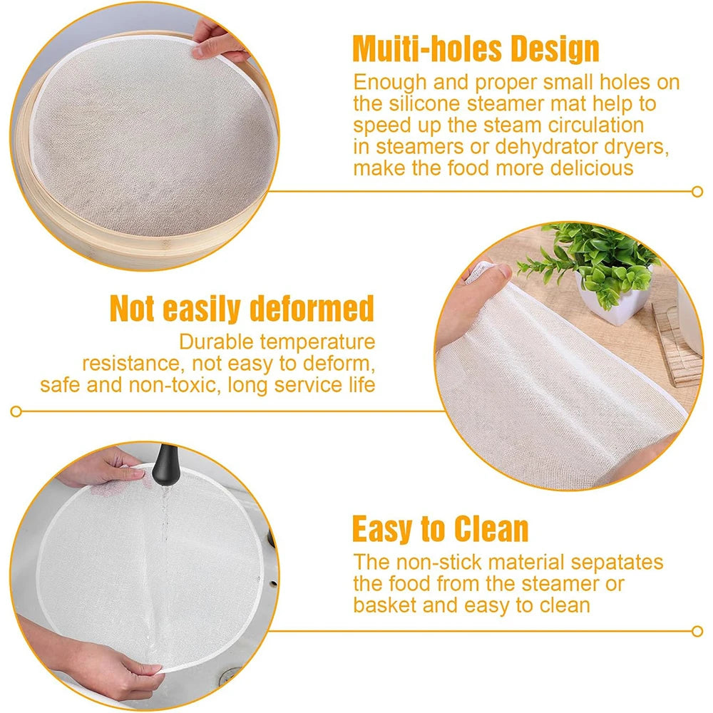 Round Cotton Steamer Cloth 32cm/ 12.6in Non-stick Pure Cotton Steamer Liners Reusable Steamer Pads for Dumplings Kitchen Cooking Zpaxo