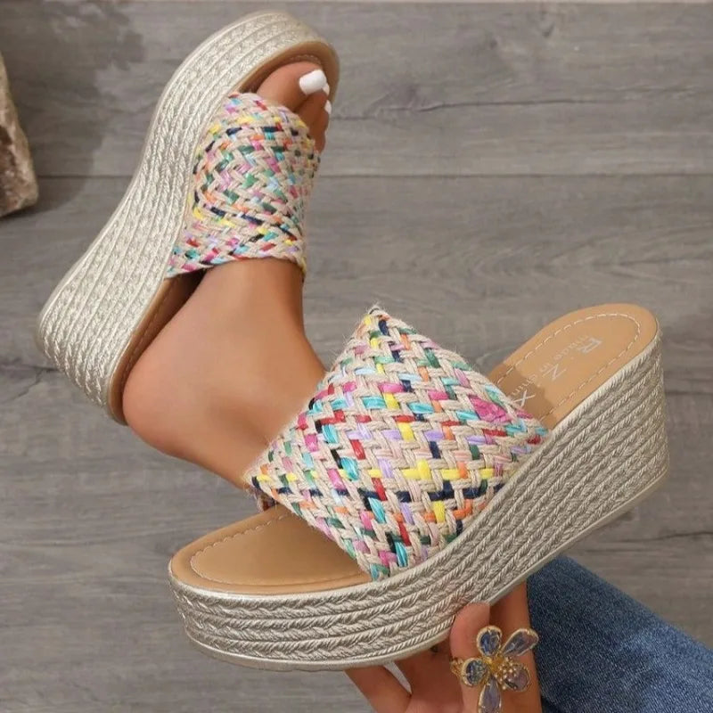 2025 Wedges Slippers Women Platform Sandals Woman Summer Round Head